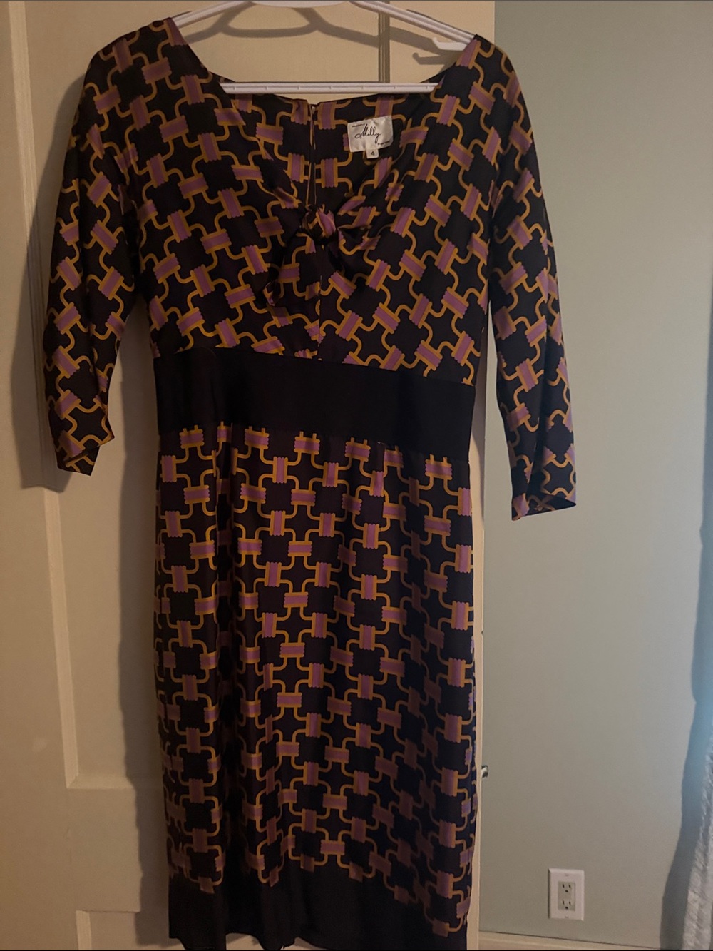 Milly silk chain print gossip girl dress 4 small
